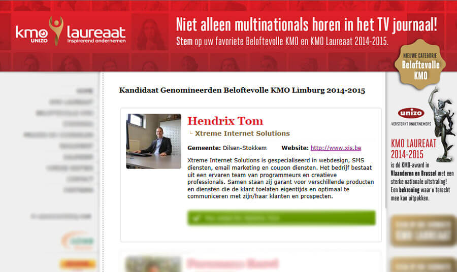 UNIZO Meest beloftevolle KMO Laureaat 2014/2015 Limburg